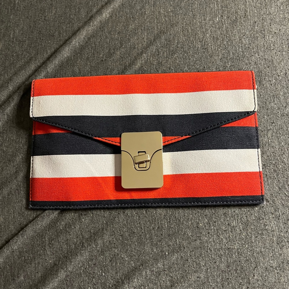 New red white and blue clutch bag